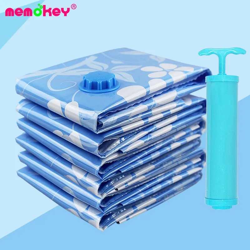 

Memokey 10PCS Thickened Vacuum Storage Bag For Cloth Compressed Bag with Hand Pump Reusable Blanket Clothes Quilt Organizer C