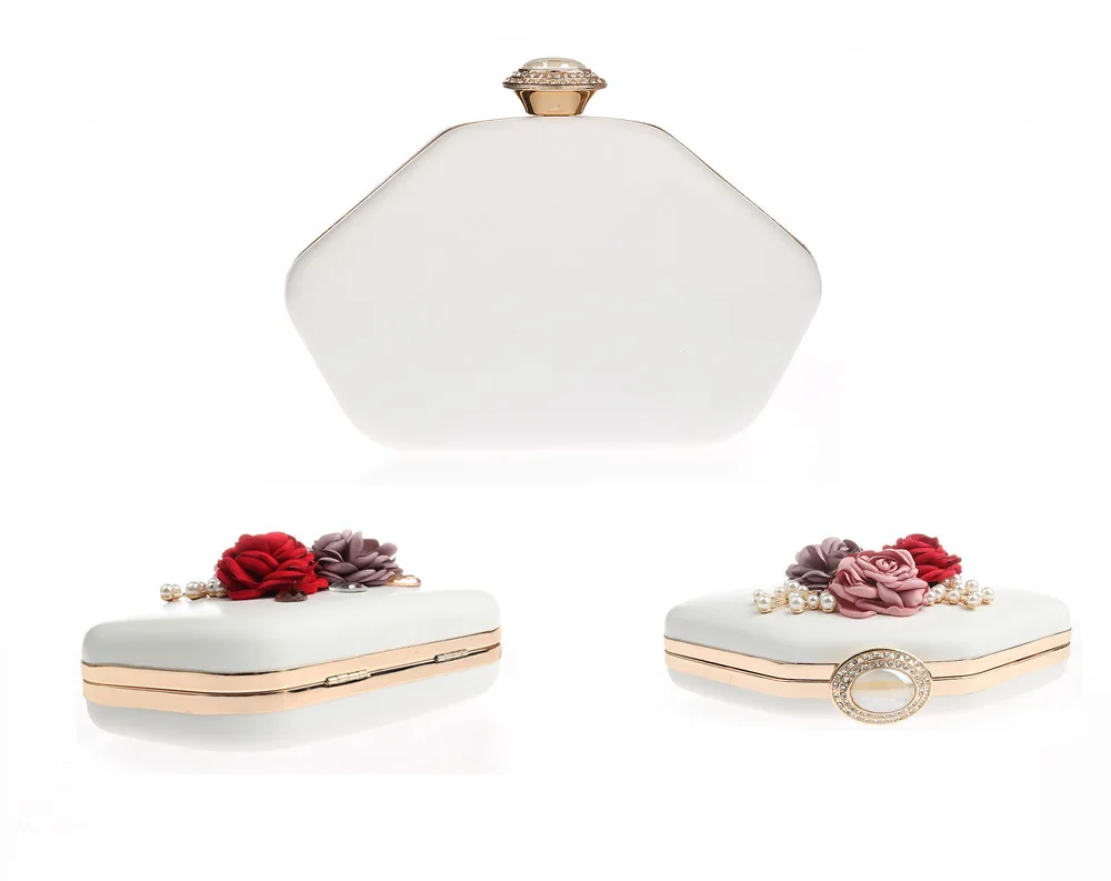 JaneVini 2019 nuove donne borse da sposa fiori fatti a mano perle di cristallo borse da sera da sera borsa a tracolla pochette da sposa catena d'oro