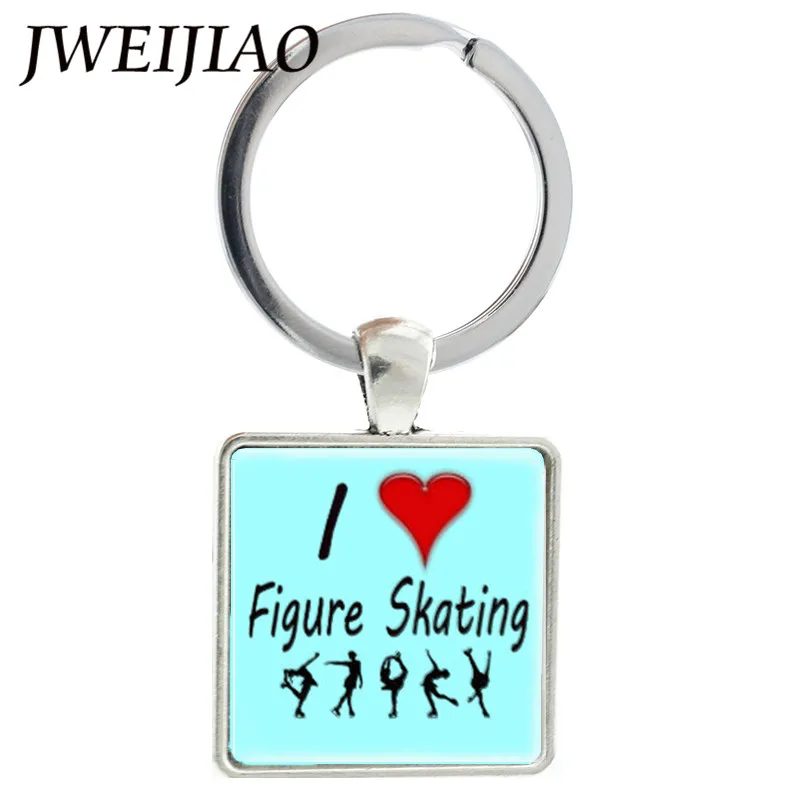 JWEIJIAO I Love брелок для фигурного катания пара ключей на коньках и льда с