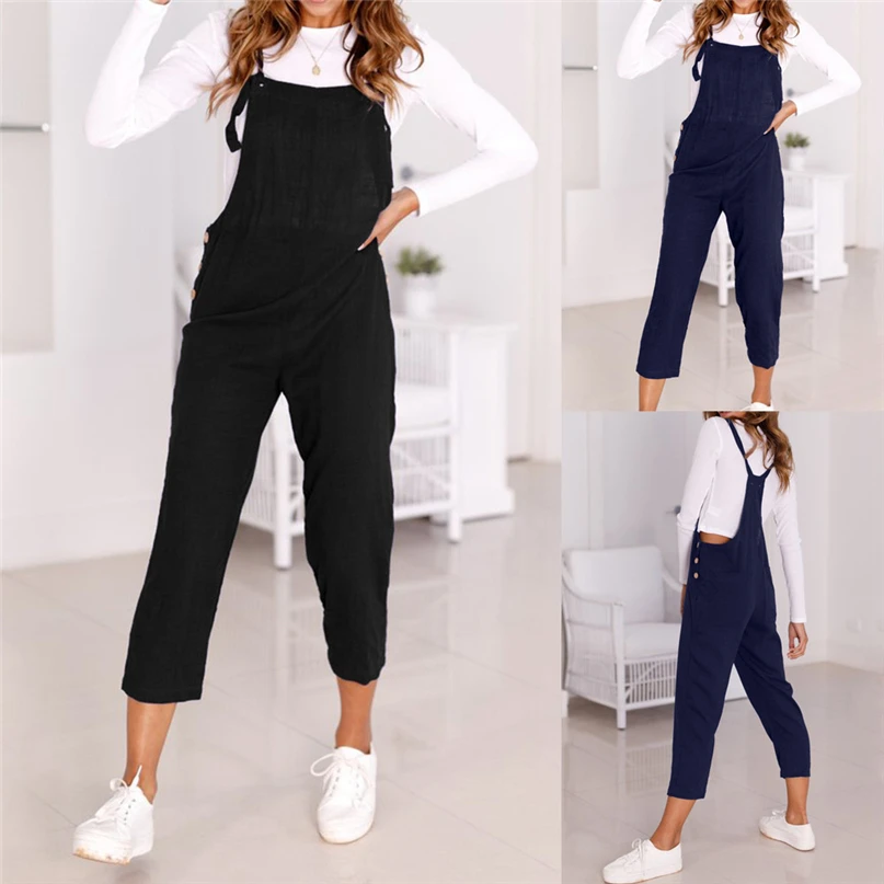 

Womens Fashion Sportswear Casual Spaghetti Strap Wide Legs Bodycon Jumpsuit Trousers Clubwear Rompers Running Pants #4NV29