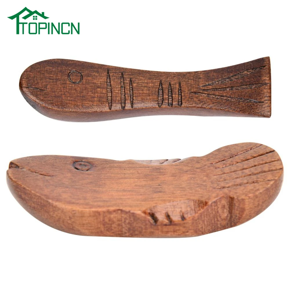 

TOPINCN Natural Wooden Fish Shape Chopstick Rest Spoon Fork Knife Holder