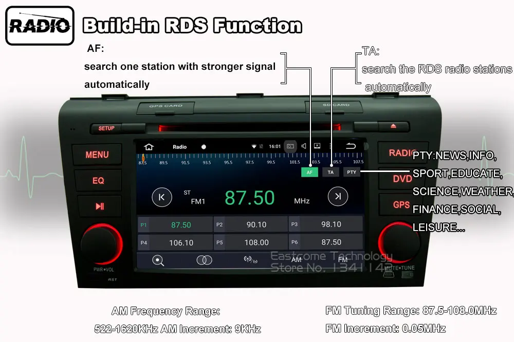 Perfect Pure Android 6.0 Car DVD for Mazda 3 2004 2005 2006 2007 2008 2009 With Octa Core Radio Bluetooth Rear View Camera 14