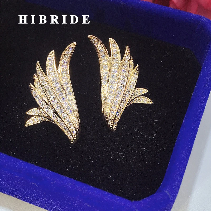 HIBRIDE роскошные высококачественные красивые женские серьги-гвоздики белого/золотого цвета, ювелирные изделия, серьги по оптовой цене E-620
