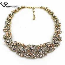Fashion Flowers collar bib Necklaces & Pendants Crystal Rose Pendant statement choker Necklaces for women