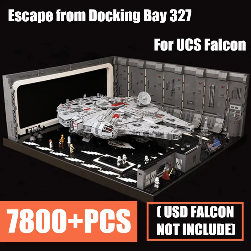

NEW MOC Star Wars Escape from Docking Bay 327 Hanger Scale UCS Falcon fit starwars technic figures for 05132 75192 kid