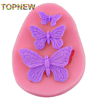 

3 Holes Butterfly Shape Silicone Mold Fondant Cake Decorating Baking Tools 2411