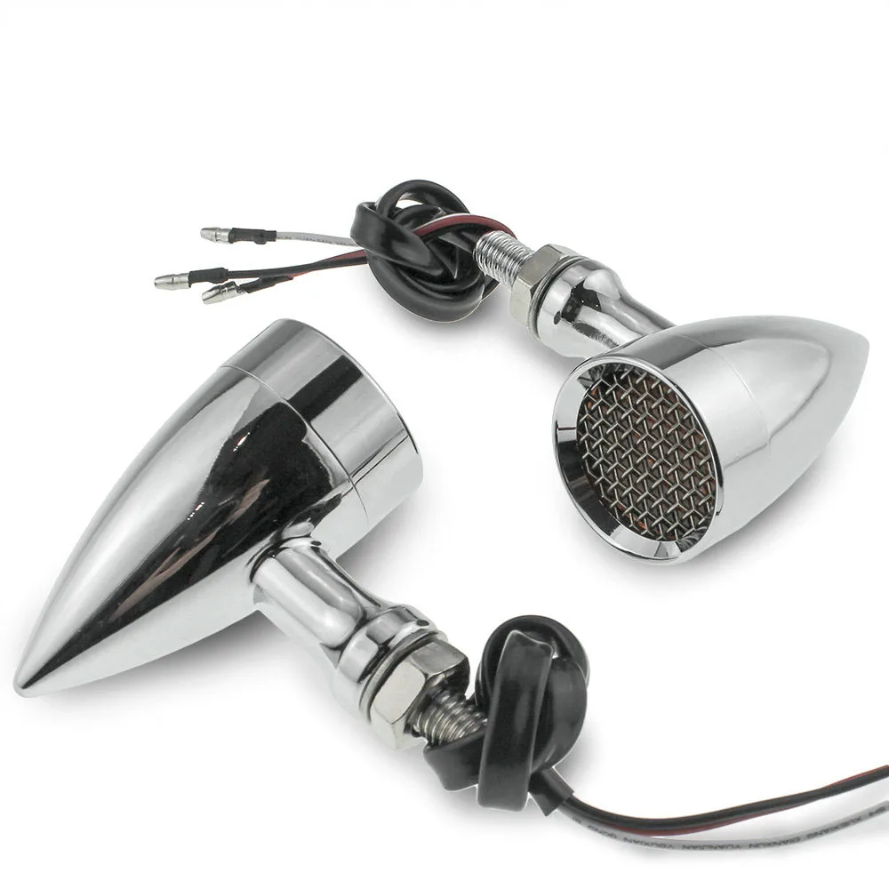 

RUOCH Motorcycle LED Light Bullet Grill Housing Turn Signals Running Lights for Harley Suzuki Yamaha Chopper Bobber Cafe Racer