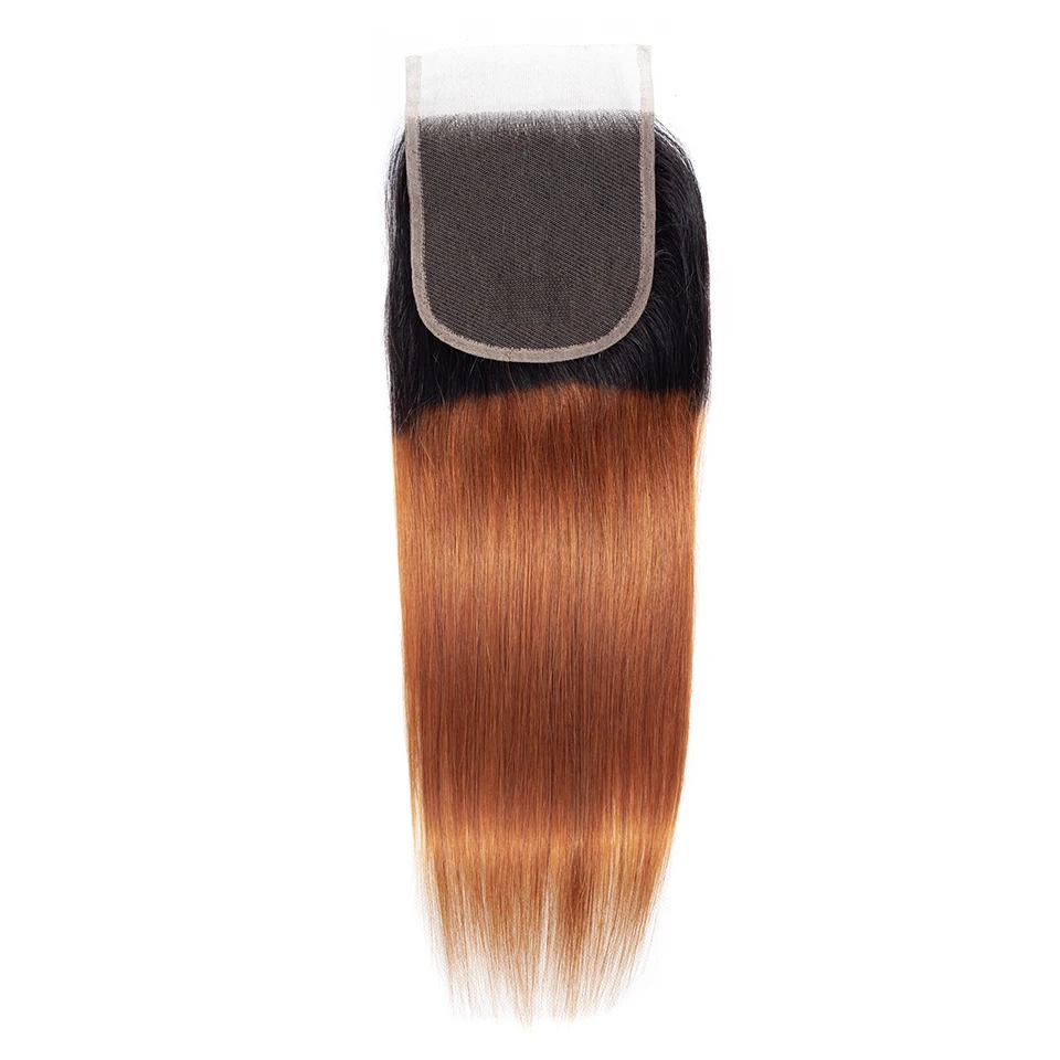 Trama do Cabelo Brasileiro do Cabelo Bundles com Fecho Pacotes com Fechamento Queenlike Humano Weave Não Remy Reta Cabelo Ombre 3 4 100% 8 Pacotes com 3/4 com fecho