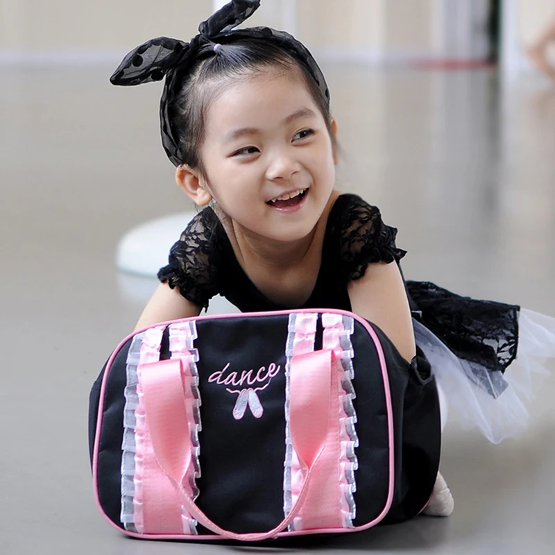 Free Shipping Girls Black Pink Ballet Bag Toddler Cute