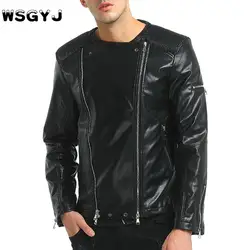 Wsgyj 2018 Новая куртка Для мужчин Лидер продаж высокое качество Куртки Для мужчин модные с лацканами мотоцикл молния Короткий раздел