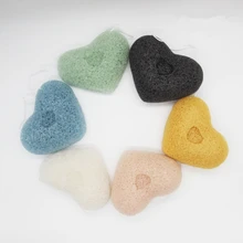 6 шт. в форме сердца Лицевая ГУБКА для лица моющиеся спонжики Konjac Konnyaku Очищающая губка для отшелушивания средства для ухода за лицом