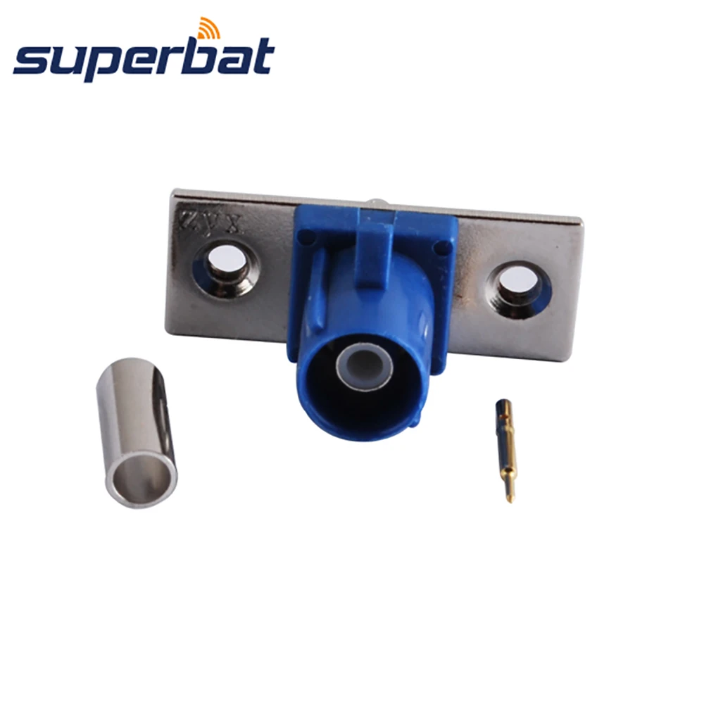 

Superbat Fakra C Blue 2 hole Panel Plug Male Connector for GPS Telematics/Navigation for Coaxial Cable RG316,RG174,KSR100