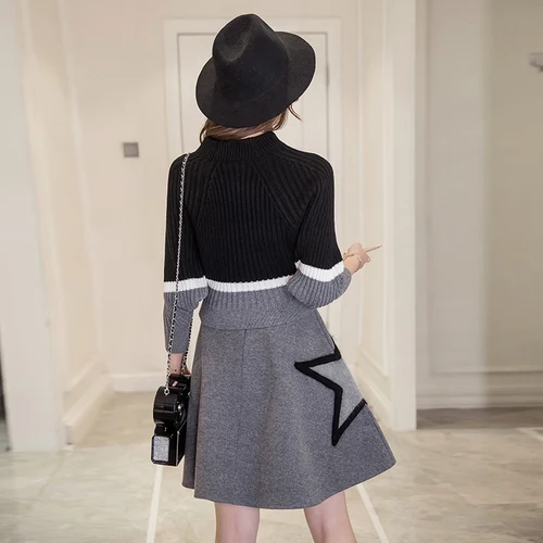 Qualité dark xl Femmes Chandail Supérieure Ensemble Ensembles Chauve Green Manches Minijupe De Noir 2 Pull Automne 2019 D'hiver Tricoté Assortis Pièces S souris Gris 5RxwBB