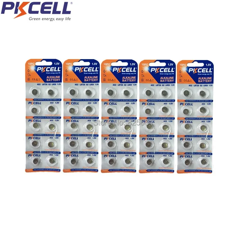 

50Pcs 5Card AG2 battery LR59 LR106 LR726 28mAh 1.5V Alkaline Button Coin Batteries for bullets eggs watches calculators