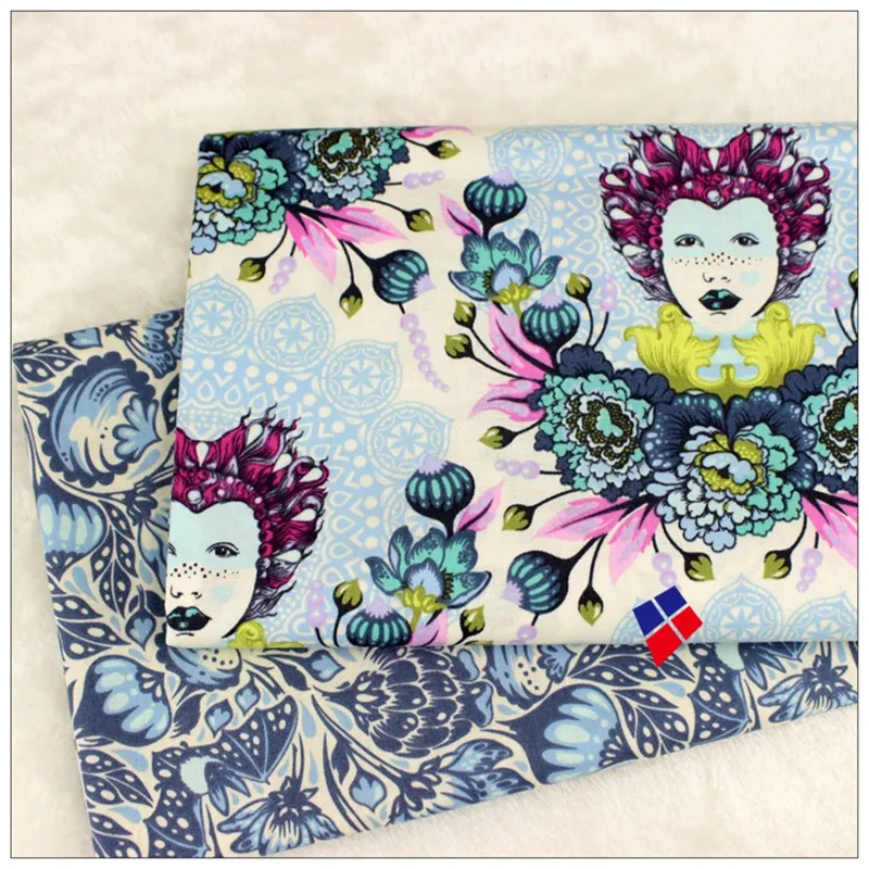 

1 meter US cotton fabric with retro person rococo style print, handmade DIY bag sofa pillow garment cloth CR-A135