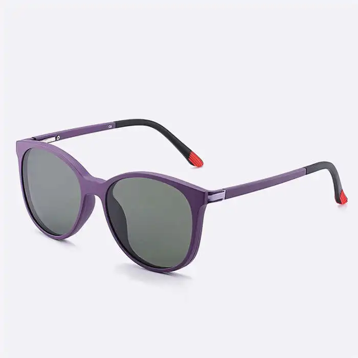 Ibbolll модные круглые солнцезащитные очки на застежке, женские поляризованные солнцезащитные очки, женские роскошные солнцезащитные очки в стиле ретро, многоцелевые очки 6202 - Цвет линз: c2 purple