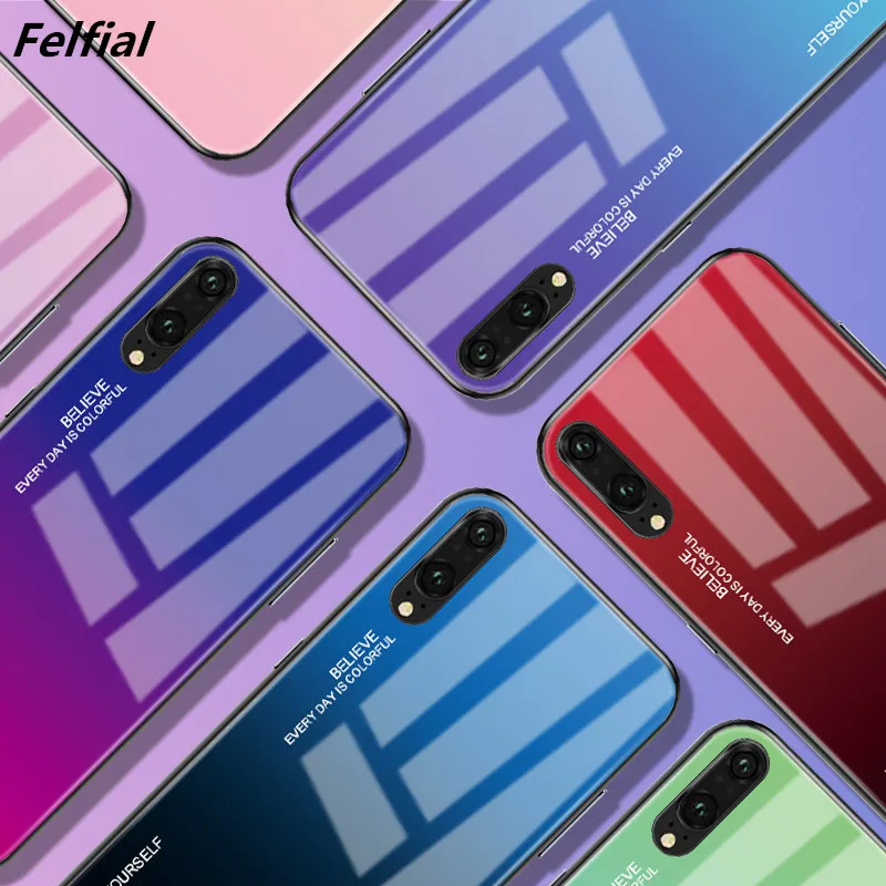 

Tempered Glass Phone Case For Huawei P40 P30 P20 Pro Lite Honor 8X 8XMAX 10 Lite Cover Housing