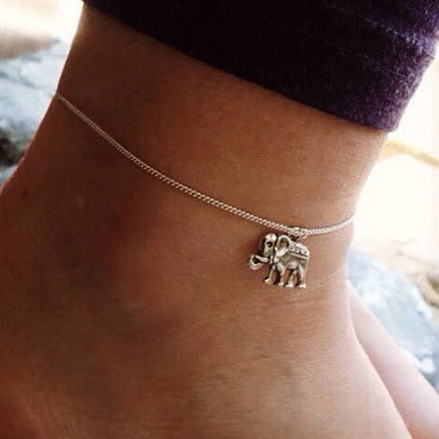 Silver Chain Elephant Anklet For Women Lucky Ankle Bracelet Cheville Silver Chain Elephant Anklet For Women Lucky Ankle Bracelet Cheville Tornozeleira Pulseras Tobilleras Mujer Foot Jewelry