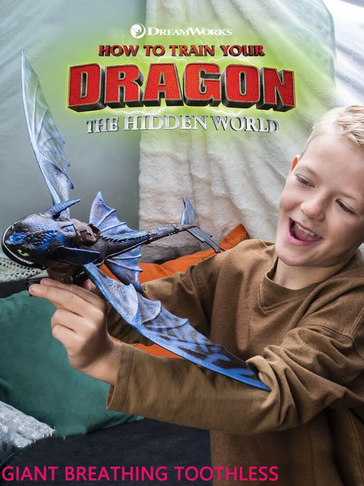 

2019 Genuine How to Train Your Dragon 3 giant breathing Toothless Action figure Toyless Toothless Toy Children's Birthday Gift