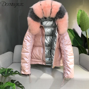 

2020 Brand Fur Coat women's Hooded Double Side parka Winter Loose Warm Reversible Parka Women Overcoats