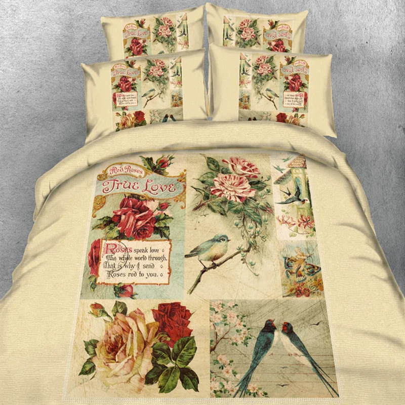 Traditional Chinese Flowers Birds 3d Printed Bedding Sets Queen