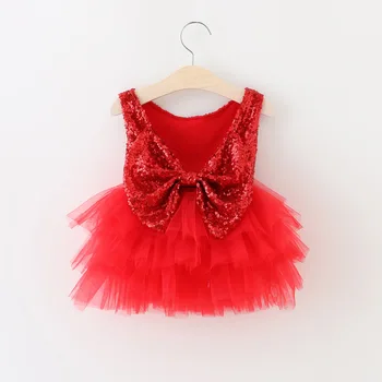 

5p225 Sequins Baby Girls Dress 2017 New wedding dresses girl summer Princess wholesale baby boutique clothing