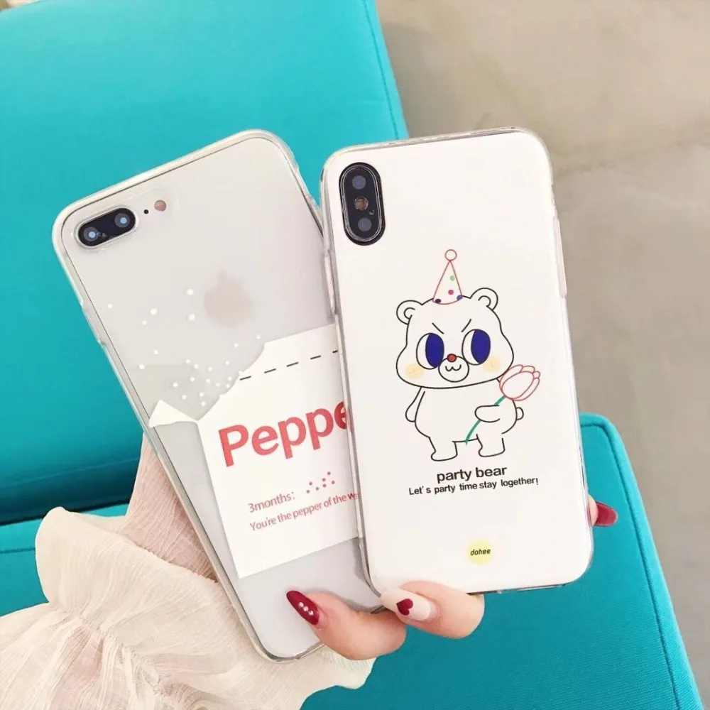 

ORYKSZ Silicone Case For iPhone 6 6S Case Beautiful Cartoon Transparent Patterned Phone Cover For iPhone 7 8 Plus X Back Coque