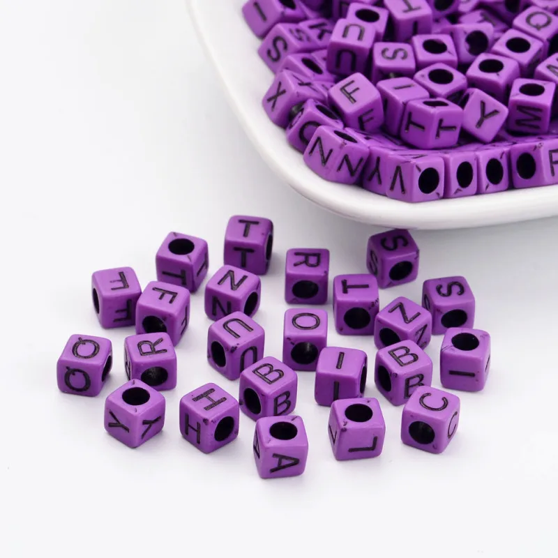 500pc 6x6mm Cube Letters alphabets Opaque Acrylic Beads MediumOrchid DIY Jewelry Accessories Finding Making Necklaces Bracelets | Украшения