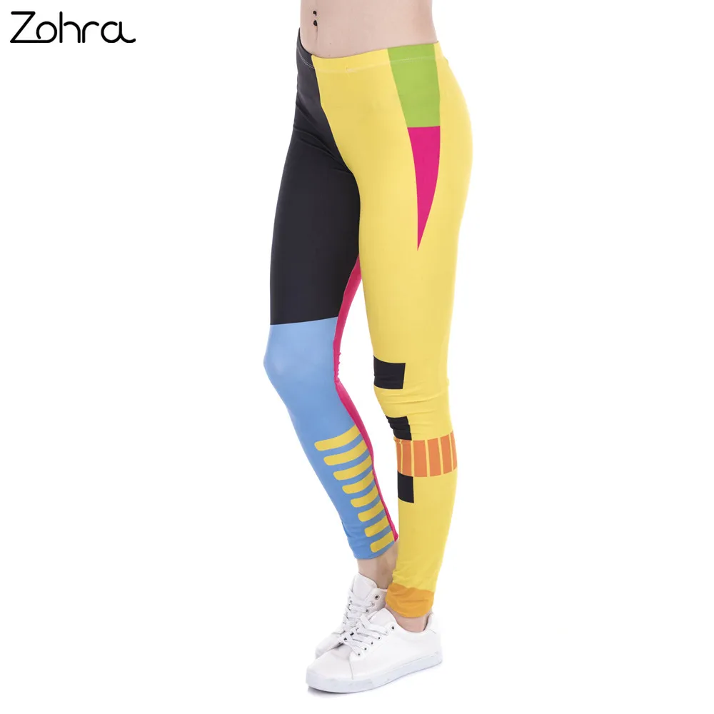 Zohra Brand New Fashion Women Leggings Simple Geometry Splicing