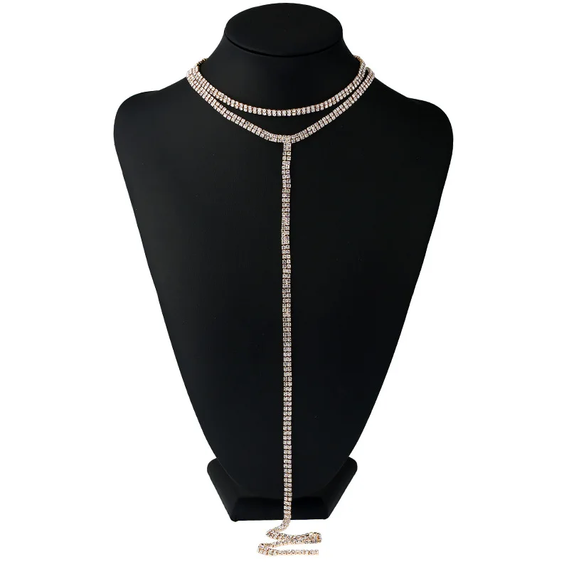 Многослойное колье со стразами, ожерелье для женщин, новинка, Bijoux Maxi массивное ожерелье, модное ювелирное изделие