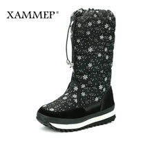 XAMMEP Women’s Winter Shoes Knee High Boots Plus Big Size High Quality Brand Women Shoes Plush And Wool Women Winter Boots