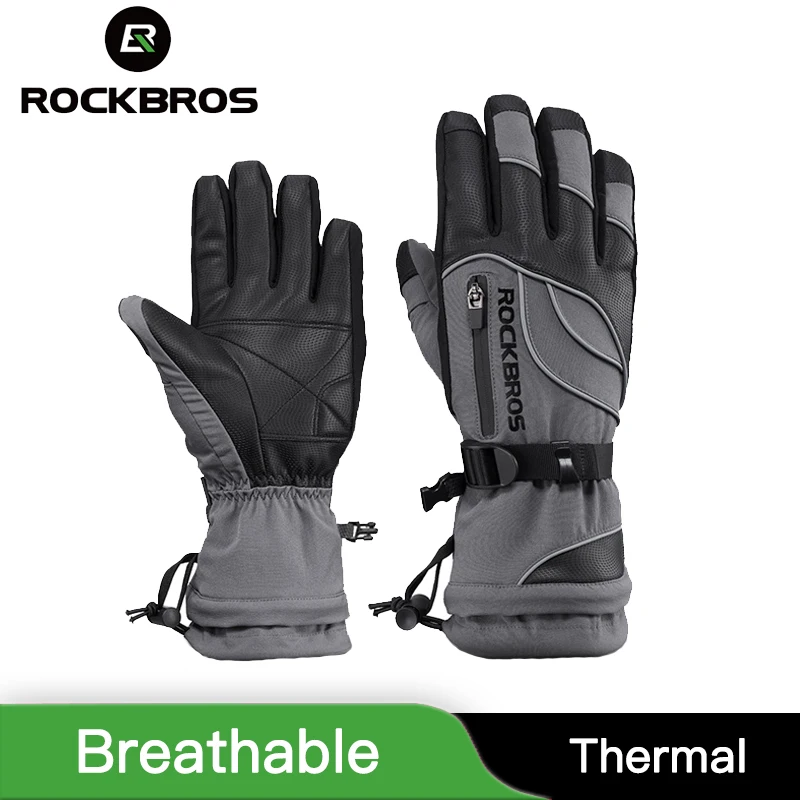 

ROCKBROS Thermal Waterproof Windproof Mtb Bike Gloves For Skiing Hiking Snowmobile Motorcycle -40 Degree Winter Cycling Gloves