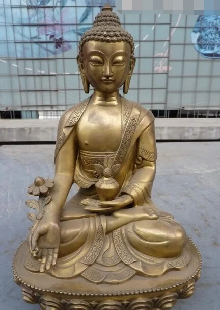 

R0720 Details about 12"Tibet Buddhism Temple Folk Brass Carved Sit Sakyamuni Buddha Statue