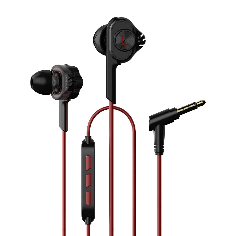 Uiisii наушники BA-T6 с двойным драйвером, шумоизоляция, Hi-Fi стерео наушники для спорта, музыки, игр, наушники для IOS и Android - Цвет: Red
