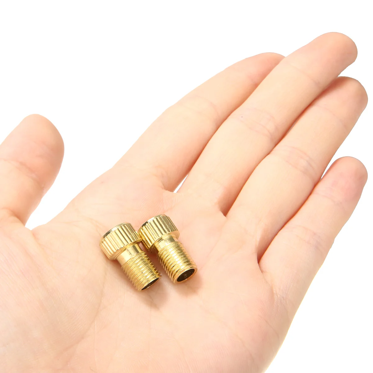 2Pcs Bicycle Valve Adapter Mountain Road Bike Alloy Gold Cycling Presta Valve Adapter Cycle Pump Tube New