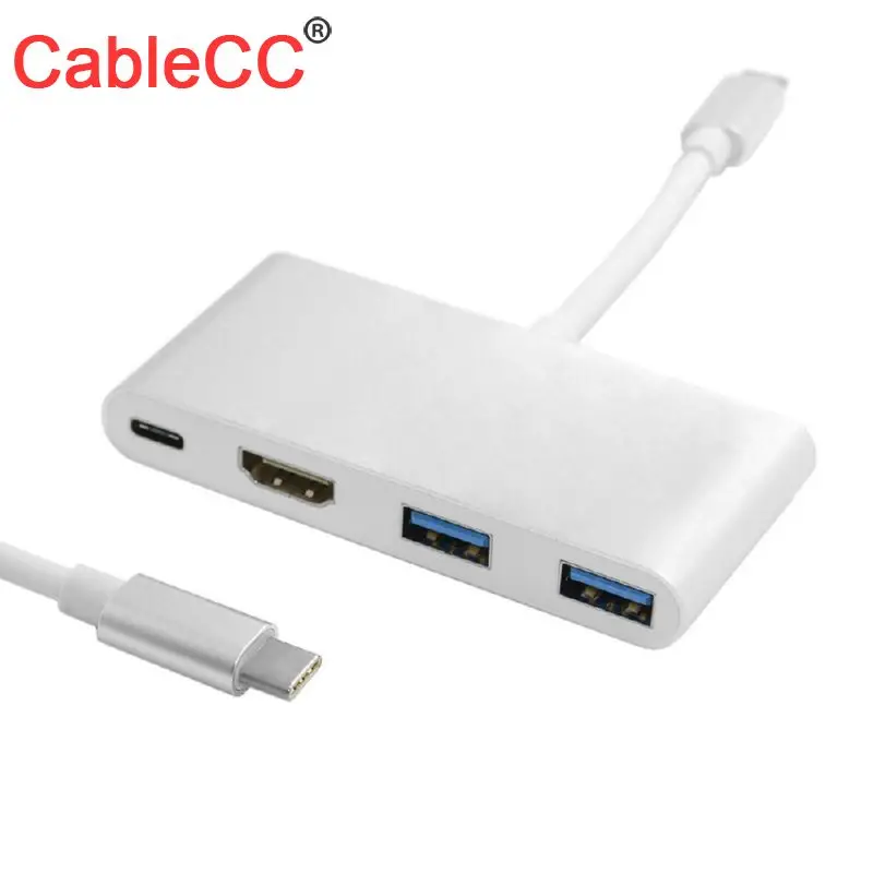  CableCC USB 3.1 Type C to HDMI HDTV &Dual USB HUB OTG & USB-C Female Charger Adapter for Laptop & M