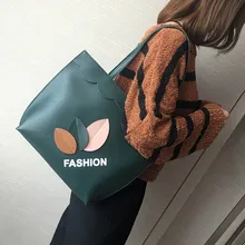 Fashion Korean Autumn Winter Women Handbag PU Leather Leaves Printing Bags Ladies Casual Shoulder Bag Big Capacity WML99