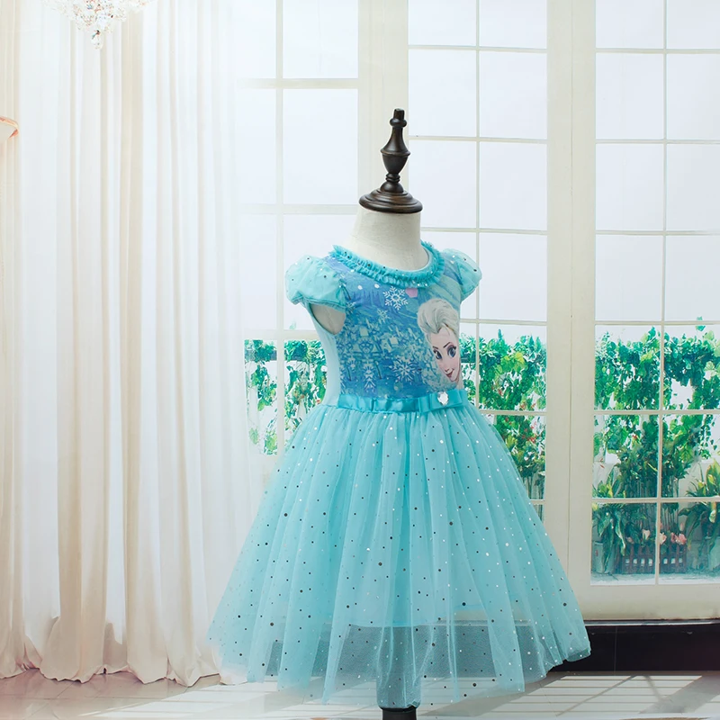 Disney Frozen Children's Dress Aisha Casual Princess Dress Summer Short Flare Sleeve Girl Dress Disney Frozen Children's Dress Aisha Casual Princess Dress Summer Short Flare Sleeve Girl Dress