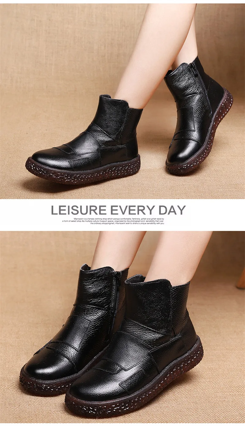 BEYARNE/; женские ботинки с мехом; зимние кожаные ботинки ручной работы; обувь на плоской подошве; Разноцветные Женские ботинки из натуральной кожи; E263