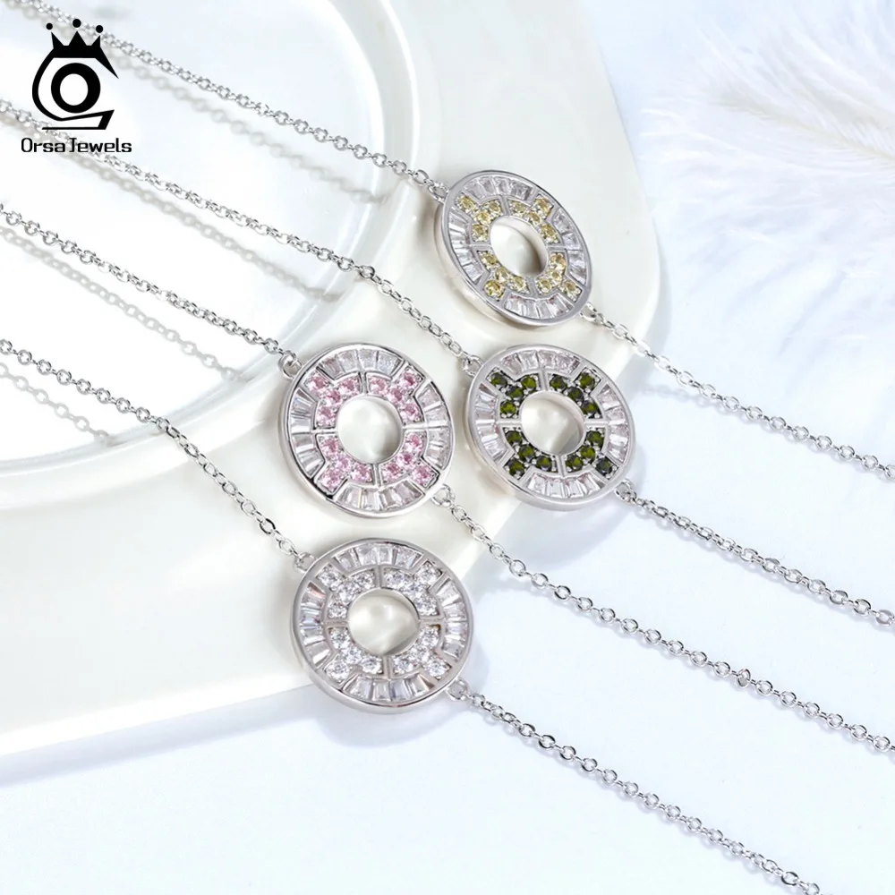

ORSA JEWELS Women Bracelets & Bangles AAA Shiny Colorful CZ Bracelet Original Game Tetris Pattern Fashion Female Party Gift OB60