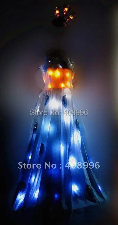 2012 стиль светящийся светодиодный платье/коктейльное платье/Карнавальные костюмы/Павлин Дизайн одежды