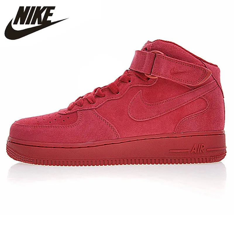 

Nike Air Force 1 Mid AF1 Men's Breathable Shock Skateboarding Shoes, Red, Absorbing Non-slip Wear-resistant 315123 609