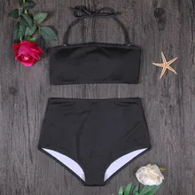 

2018 Women New Bikini High Waist Bathing Suit Solid Beachwear Sexy Brazilian Biquini Two Pieces Swimsuit Female Swimwear Thread