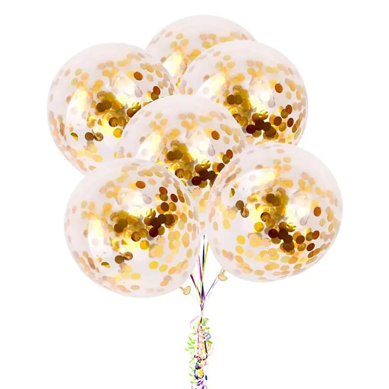 

10Pcs 12 Inch Latex Golden Sequins Colorful Confetti Balloons Party Balloons for Wedding Birthday Baby Shower Party Decorations