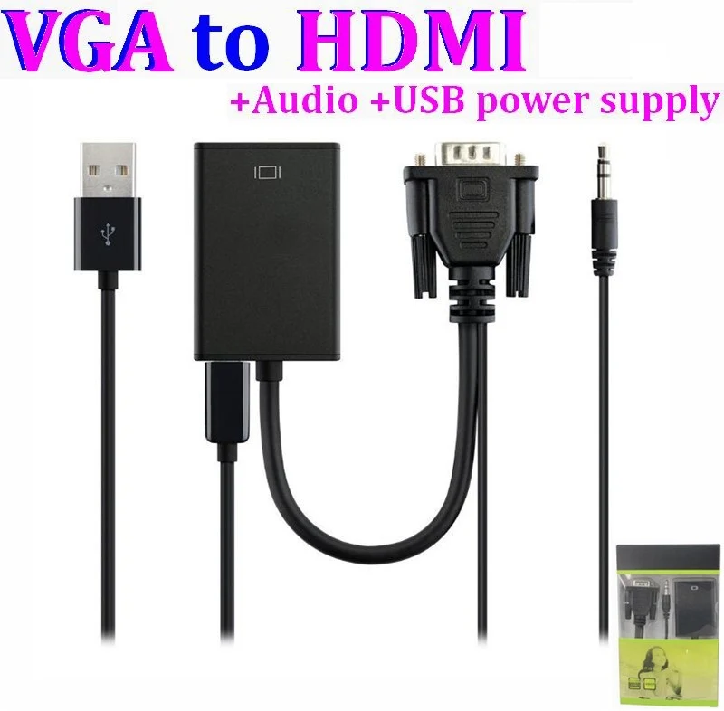 50pc VGA to HDMI Converter Cable With Audio Output USB power supply Cable 1080P VGA Male HDMI Female Plug Adapter For PC HDTV _ - AliExpress Mobile