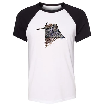 

Inky Hummingbird ART Customized Cotton Short Sleeve T-shirt Gifts for Boy Casual Clothing Anime Cosplay
