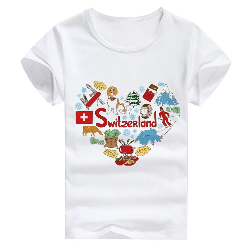 

Switzerland print countries love set t-shirt for kids summer wholesales and dropship