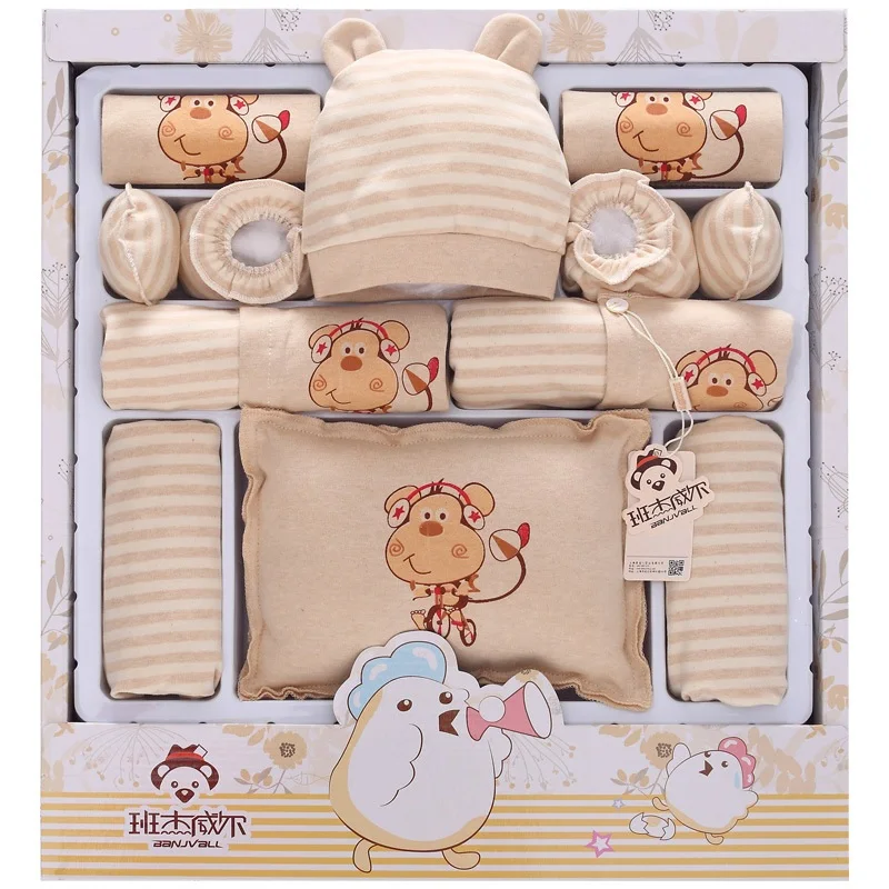 

16Pcs/Lot 2019 Newborn Baby Girl Clothes Autumn Monkey and Iridescent cloud Gift Box Set Cotton Character Baby Boy Clothes