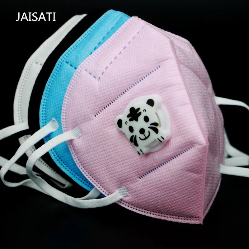 

JAISATI 4-8 years children's cartoon dust anti-flu fog haze pm2.5 mask three-dimensional breathing valve disposable mask