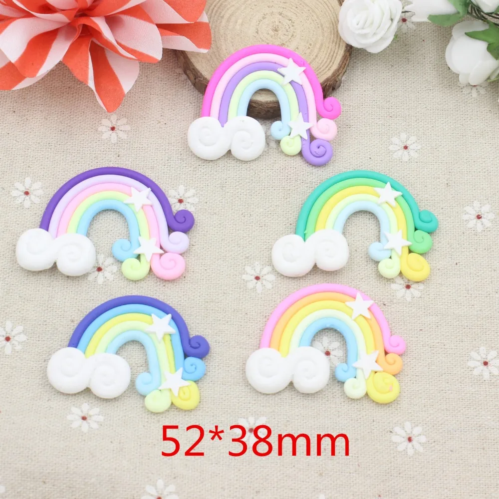 

10pcs/lot DIY ploymer clay kawaii rainbow mix colors 52*38mm